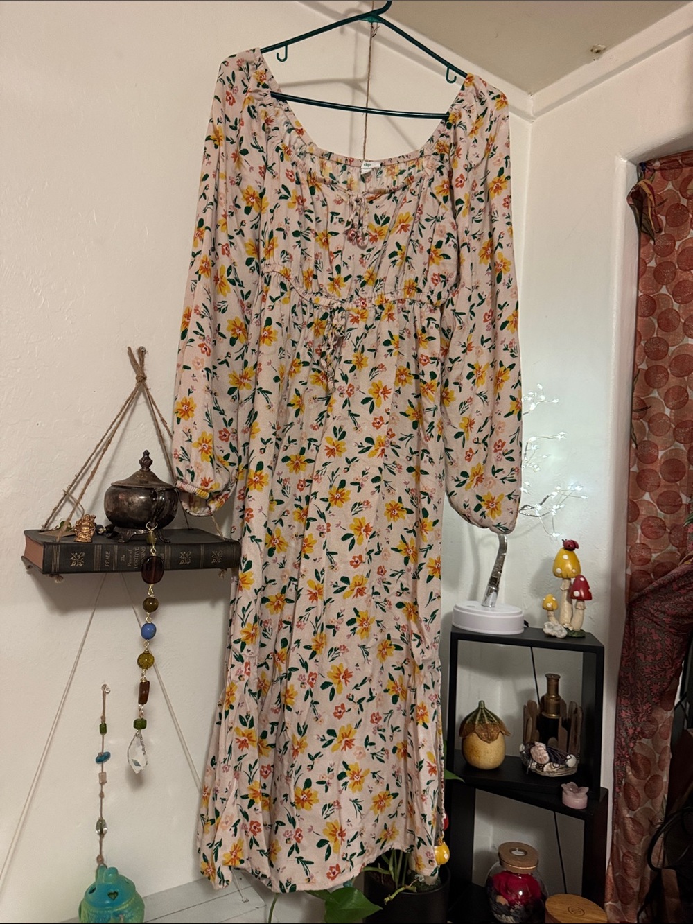 dip Pink Floral Maxi Dress with Yellow & Green Accents